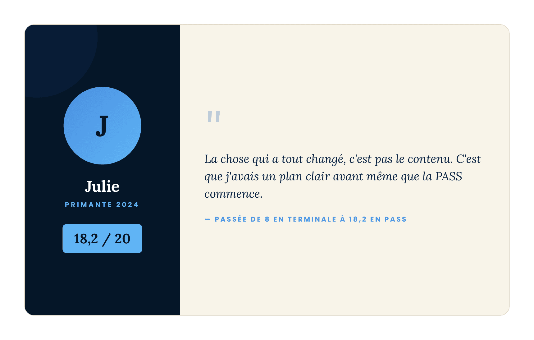 Julie — 18,2/20 en PASS